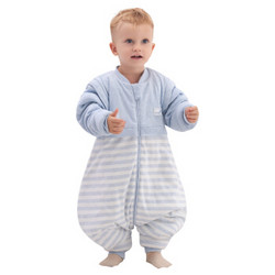 欧孕婴儿睡袋棉宝宝分腿睡袋儿童蚕丝防踢被秋冬厚款 双层淡蓝（无填充） XL建议身高100-120厘米 *2件