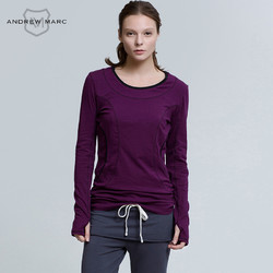 ANDREWMARC2016新款修身女士长袖T恤圆领显瘦打底衫女 9184
