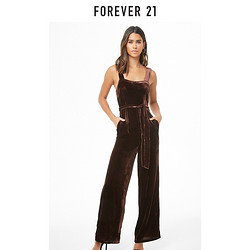 Forever21 LOV天鹅绒阔腿背带连体裤女00310668