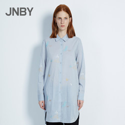 JNBY/江南布衣春季新品棉质时尚绣花中长款长袖衬衫女5HB10006