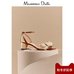 秋冬折扣 Massimo Dutti 女鞋 酒椰草结饰真皮凉鞋 11315321111