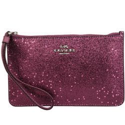 COACH 蔻驰 奢侈品 女士紫色PVC零钱包手腕包 F33702 SVNUB