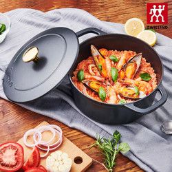 双立人（ZWILLING）黑色珐琅铸铁锅24cm 锅具炖锅汤锅蒸锅家用厨房珐琅锅