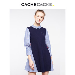 CacheCache 衬衫领拼接连衣裙