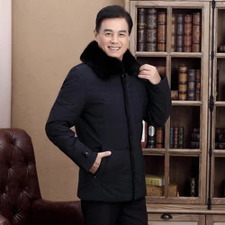 吉普盾 MS024 男士商务加厚保暖防寒獭兔领羽绒服