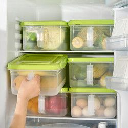 百露 冰箱收纳盒抽屉式 绿色2个装 *3件