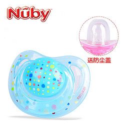 美国Nuby努比新生婴儿硅胶安抚奶嘴0-6-12月经典拇指型宝宝乳胶安慰奶嘴 浅蓝色 6-12个月