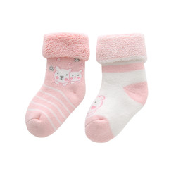 英氏婴儿袜子 男女宝宝秋冬婴儿袜毛巾袜（两双装）175547