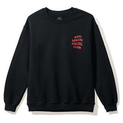ANTI SOCIAL SOCIAL CLUB ASSC 中性款黑色经典字圆领卫衣 ASSW321-L