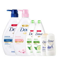 多芬(DOVE)滋养美肤沐浴乳套装 深层营润1000g+樱花甜香1000g送清透水润190mlx2+洗护发旅行装50mlx2(沐浴露)