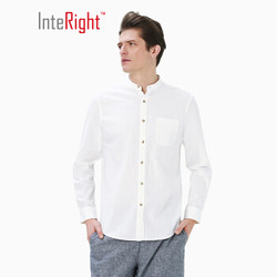 INTERIGHT 法国雨露麻棉 净色干爽 男士长袖衬衫