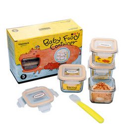glasslockbaby 三光云彩 婴儿辅食套装 210ml*4+硅胶勺*1 *3件
