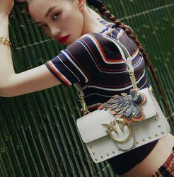 PINKO Mini款 枫叶铆钉燕子包