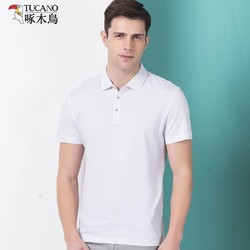 啄木鸟纯色短袖T恤男中年爸爸装 2019夏季新款翻领商务休闲polo衫