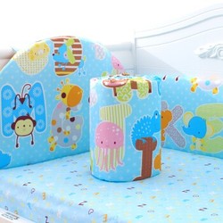 象宝宝（elepbaby）全棉婴儿床围三件套可拆洗床靠床围婴儿床品套件120*70cm（丛林总动员) *2件