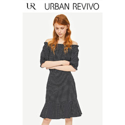 UR2018春夏新款青春一字领波点纯棉X型连衣裙YU04S7EF2000