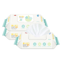 日康（rikang)婴儿手口柔湿巾 新生儿宝宝加盖卫生纸巾湿巾80片*3包 *11件