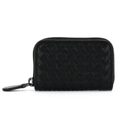BOTTEGA VENETA 宝缇嘉 BV 中性黑色牛皮编织拉链卡包 114075 V4651 1000 *2件