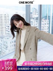 ONE MORE2019春装新款纹西装外套女格子小西装休闲小个子外套