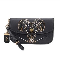 COACH 蔻驰  37370 女士黑色皮质手拿包
