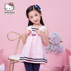 Hello kitty童装女童2019夏装纯棉无袖儿童裙子中大童背心连衣裙