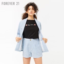 Forever 21夏装一粒扣条纹棉质小西装外套女