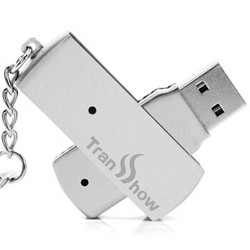 权尚（Transshow）64GB USB2.0 U盘 锋芒 银色 金属旋转 商务车载 坚固耐用