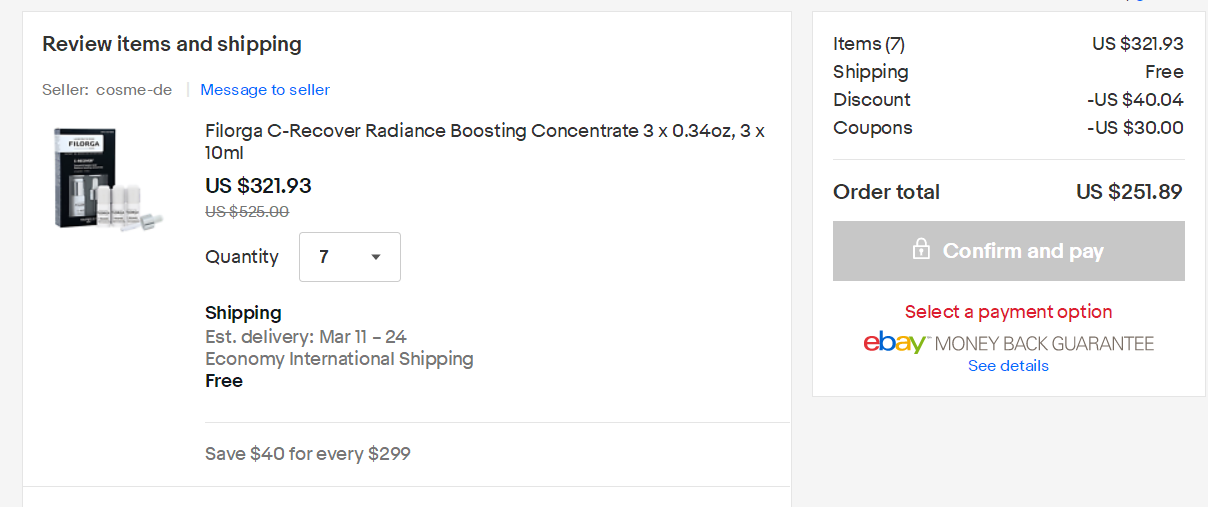 FILORGA 菲洛嘉 C-Recover 21天VC舒缓亮颜精华乳 10ml*3支 *7件