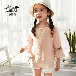 裂帛童装2018夏季新舒适圆领刺绣雪纺衫合体中袖蕾丝衫56170396
