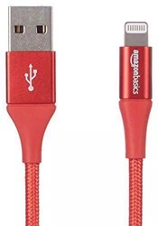 AmazonBasics 亚马逊倍思 尼龙双编织型 USB 2.0 A to Lightning 苹果MFi认证 iPhone数据线 红色 1.8米