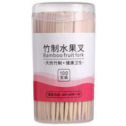 唐宗筷 水果叉 蛋糕甜品叉 点心叉 竹制加厚型叉子 100支装 C6538