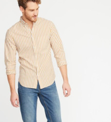 OLD NAVY 392222  男款休闲弹力条纹衬衫