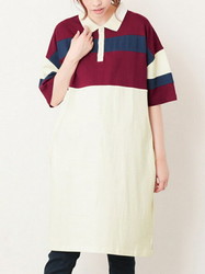 马球领子配色OP花环堂兄弟连衣裙