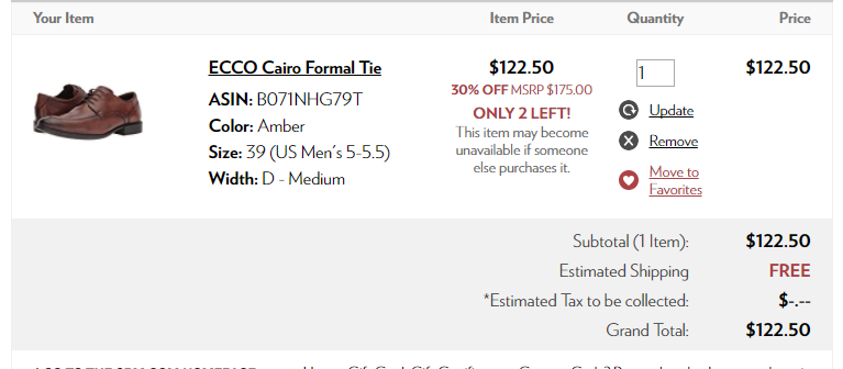 ecco 爱步 Cairo Formal Tie 男士商务皮鞋