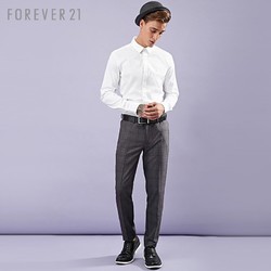 Forever 21MEN男士格纹暗纹直筒长裤男装