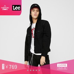 Lee商场同款男款2019年新款黑色长袖连帽牛仔夹克L347534EJ19M
