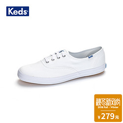 Keds/美国女鞋 郑秀晶同款纯色帆布鞋 舒适平底单鞋布鞋小白鞋