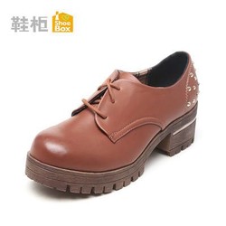 Daphne/达芙妮旗下鞋柜 女鞋高跟时尚铆钉粗跟厚底防滑单鞋女-