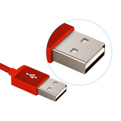 品胜 苹果数据线 双面USB尼龙充电器线 1米中国红