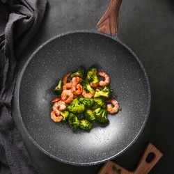 佳佰 麦饭石煎炒锅 无油烟平底不粘锅 32cm