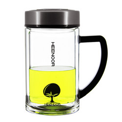 希诺玻璃杯带手柄办公杯男女双层隔热杯水杯 XN-6620/6621 290ML