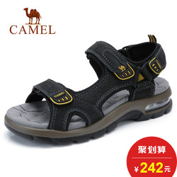 Camel骆驼男鞋 2018夏季新款减震气垫牛皮凉鞋魔术贴沙滩鞋凉鞋男
