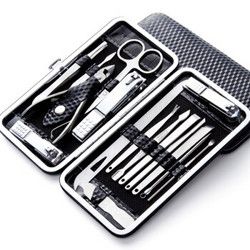 轻唤 指甲刀套装 家用 修手修脚指甲剪祛死皮磨甲美妆工具灰指甲挖耳朵甲沟炎挑痘痘神器 16件套黑色