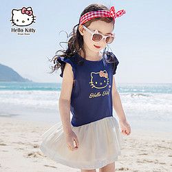 Hello kitty童装女童夏装2019新款儿童休闲裙子中大童公主连衣裙