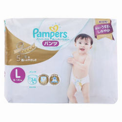 Pampers 帮宝适 白帮 婴儿拉拉裤 L号 34片 *5件
