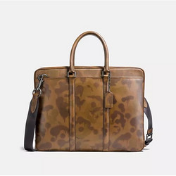 COACH 蔻驰 metropolitan slim brief with wild beast print 男士手提包