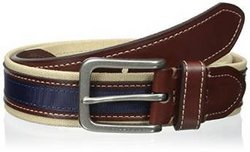 TOMMY HILFIGER 男士休闲舒适帆布条纹拼接腰带