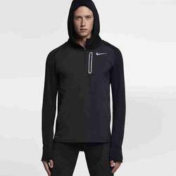 耐克（NIKE）男子薄绒半拉链运动训练跑步连帽长袖套头衫 859223-010