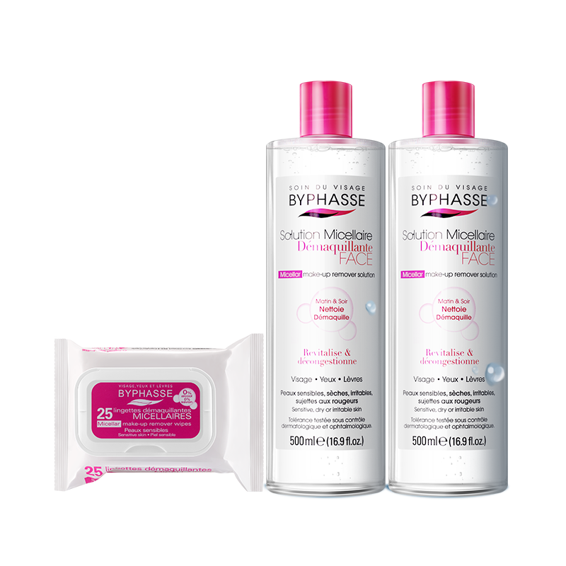 BYPHASSE 蓓昂斯 卸妆水 500ml *2瓶 +卸妆巾 25片