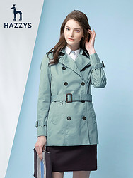 Hazzys哈吉斯风衣女显瘦中长款韩版春秋2019新款修身收腰休闲外套